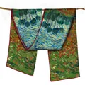 Modischer langer Schal mit Seideneffekt, Van-Gogh-Ölgemälde-Print und roten Kanten - Van Gogh Rote Blumenlandschaft