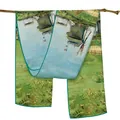 Artistic oil painting windmill landscape silk scarf draped over a wooden branch - Van Gogh Landscape Oil Painting Windmill Style (S1587) / Long Oversized Shawl
