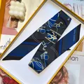 Elegante sciarpa twilly in seta con motivo a carrozza in confezione regalo gialla di lusso - Nero