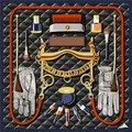 Pañuelo cuadrado de seda con motivos ecuestres y maquillaje en naranja y gris - 90cmx90cm / Gris Negro (S1679)