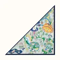 Modieuze zijden twill driehoekige sjaal met kleurrijk zeethema en Deep Dive Paris-print - Groen