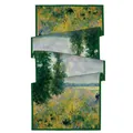 Sciarpa in seta con motivo a pittura a olio impressionista di prati fioriti e boschi - Stile Campo di Papaveri (S1394罂栗花田)