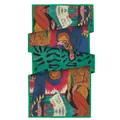 Sciarpa di seta artistica stile Matisse con stampa astratta e dettaglio bordo verde - Stile Concerto (S1394音乐会)