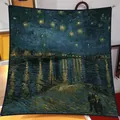 Starry Night oil painting print square silk scarf with Van Gogh starry sky art patterns - 90*90cm / Oil Painting Series #15