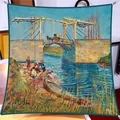 Van Gogh Langlois Bridge at Arles oil painting silk scarf and decorative wrap for women - 90*90cm / Oil Painting Series #12