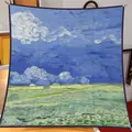 Van Gogh Wheat Field Under Thunderclouds large silk square scarf for travel styling - 90*90cm / Oil Painting Series #23