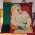 Classic 90cm silk satin square scarf with Picasso style art print for women's fashion - 90*90cm / Oil Painting Series #28