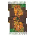 Châle pashmina imprimé Le Baiser de Gustav Klimt en cachemire et soie de luxe avec franges - 180*70cm / Brun
