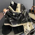 French style jacquard long pashmina scarf in black and beige with Eiffel Tower patterns - Paris Tower Black and Beige (S1504 Black)