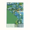 Λεπτομέρεια εκτύπωσης Monet Water Lilies σε κασμιρένια εσάρπα με κομψά κρόσσια - Impressionist Water Lilies Print (85)