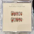 Macro shot of Halloween cartoon pumpkin and ghost hand-painted coffin press-on nails - XS / Short Coffin (W-311)