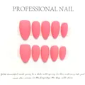 Detalle de 10 uñas postizas largas stiletto rosa neón mate en tiras de exhibición - XS / Rosa Mate Forma de Almendra Corta
