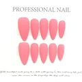 Set de 10 uñas postizas rosas mate con forma de almendra en tiras transparentes - XS / Rosa Mate Forma de Almendra Mediana