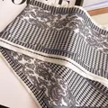 Elegant lightweight chiffon scarf with paisley and houndstooth patterns for women - Long Narrow Scarf / 14*140cm / Off White