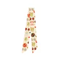 Dunhuang style narrow silk scarf featuring Chinese calligraphy and floral patterns - Thin Long Style / Creamy White Dance
