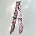 Rosa doppelseitiges Twilly-Seidenband mit Leoparden- und Herzprint für Taschengriffe - 5*95cm / Rosa
