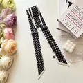 Elegant black and white polka dot silk twilly scarf styled with books and flowers - Black and White Geometric Logo Style / S795 Black