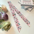 Elegante zijden sjaal met hippische print en paardenmotieven voor meisjeshaar - Equestrian Print Streamer / 5*100cm / Broken Wit