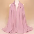 Dusty pink chiffon hijab scarf with shimmering gold rhinestones and beaded chain trim - Dusky Pink
