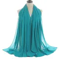 Breathable turquoise chiffon hijab wrap with elegant drape for Muslim women - Teal