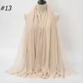 Lightweight beige pleated cotton shawl scarf with raw fringe edges on a mannequin - 180x90cm / Beige (#13)