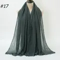 Deep grey crinkle cotton scarf with fringe edges displayed on a neutral mannequin - 180x90cm / Dark Gray (#17)