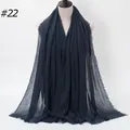 Solid navy blue wrinkled cotton shawl scarf featuring raw fringe edges on mannequin - 180x90cm / Deep Blue (22#)