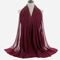 Deep burgundy pearl chiffon hijab for women with breathable and lightweight fabric - Burgundy