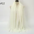 Solid cream white cotton linen scarf with frayed edges and lightweight texture - 180x90cm / Off-White (11#)