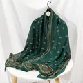 Elegante bufanda larga verde oscuro con estampado paisley, chal de playa de gasa ligera - 180x87 / Verde Oscuro