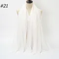 Solid white pleated cotton linen hijab scarf with fringed edges on mannequin #21 - 180x90cm / Pure White (21#)