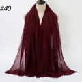 Burgundy pleated cotton linen shawl scarf with raw edges in solid deep red color - 180x90cm / Burgundy (#40)