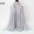 Light grey crinkled cotton linen scarf with frayed edges shown on a mannequin - 180x90cm / Light Grey (15#)