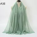 Mint green crinkled cotton scarf featuring raw frayed edges on a mannequin - 180x90cm / Light Green (16#)