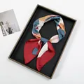 Artistic oil painting graffiti silk square scarf with colorful abstract print in a tray - Wine Red Abstract