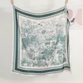 Floral print silk square scarf featuring vintage forest pattern on creamy white base - Vintage Dark Green Jungle Style (FJ452-03)