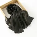 Elegant pleated dark gray linen scarf made of lightweight bamboo fiber material - Standard Specification / Black