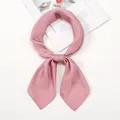 Detail of pink silk-like scarf with smooth satin finish and neat edge stitching - One Size / Dusky Pink