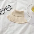 Winter thermal beige knit neck gaiter with elastic ribbed texture and turtleneck design - Beige