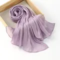 Soft lavender pleated linen-style scarf displayed on a wooden tray with satin finish - Standard Specification / Purple