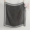 Classic black and white polka dot silk scarf in satin finish for a retro women's style - Black with White Polka Dots (FJ449-01)