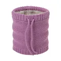 Close-up of purple knit neck warmer showing thick cable texture and soft fleece lining - Fleece Lined Drawstring Cable Knit Style (WB095) / Purple