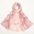 Lightweight pleated satin scarf with elegant pink gradient finish for summer sun protection - 180cmx76cm / Dark Pink + Light Pink