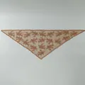 Dreieckiges Nylon-Spitzentuch mit aprikosenfarbener Blumenstickerei und Wellensaum - Dreieckstuch (VS769-6) / 135*45cm / Dunkelbraun
