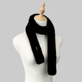 Detail of soft black faux rabbit fur scarf texture with Ecolusia brand label and care tag - 130x5cm / Black (YR372)