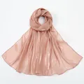 Elegant champagne pink shimmer scarf with a silky satin texture for women - Lotus root pink