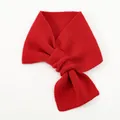 Red Santa Claus knit scarf with cross buckle design for winter warmth and comfort - Cross-over Knit Design (YR355)