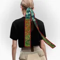 Artistic Van Gogh oil painting style long silk scarf tied as a floral hair ribbon - Color 2