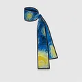 Foulard étroit en soie style peinture Van Gogh Nuit Étoilée pour cheveux femme - Ciel étoilé