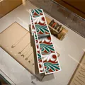 Classic patterned twilly silk scarf with abstract red and blue scroll print motifs - Picture Style 23